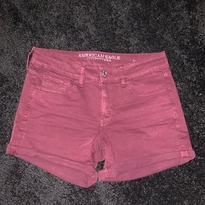 American Eagle Maroon Super Stretch Jean Shorts